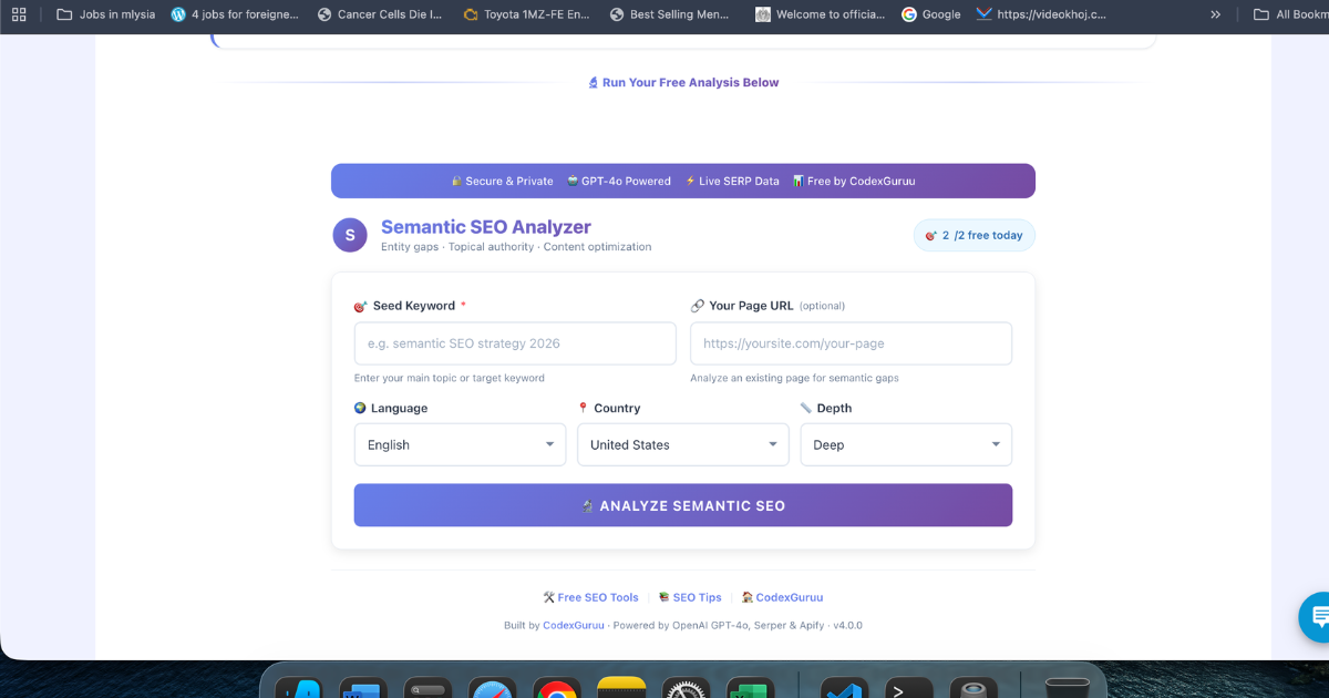 Semantic SEO Analyzer screenshot